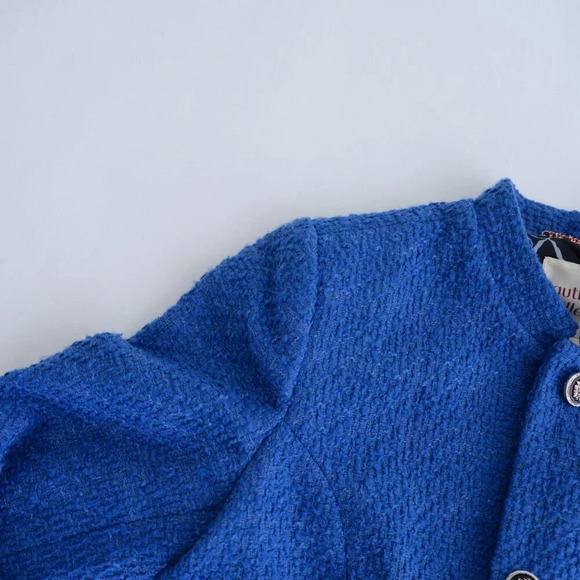 Autres Filles Blue Tweed Three Button Blazer with Flap Pockets Small - Picture 9 of 13